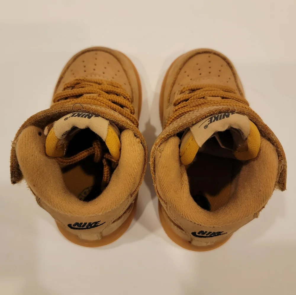 Baby (TD) Nike Air Force 1 Mid WB 'Flax' AH0757-203 High Top Sneakers Boot 6 c
